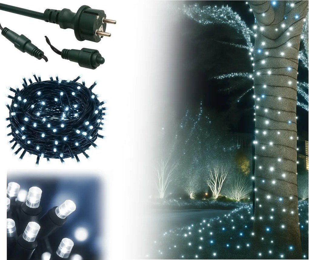 Vianočné svetielka vonkajšie FLASH studená biela 300 LED