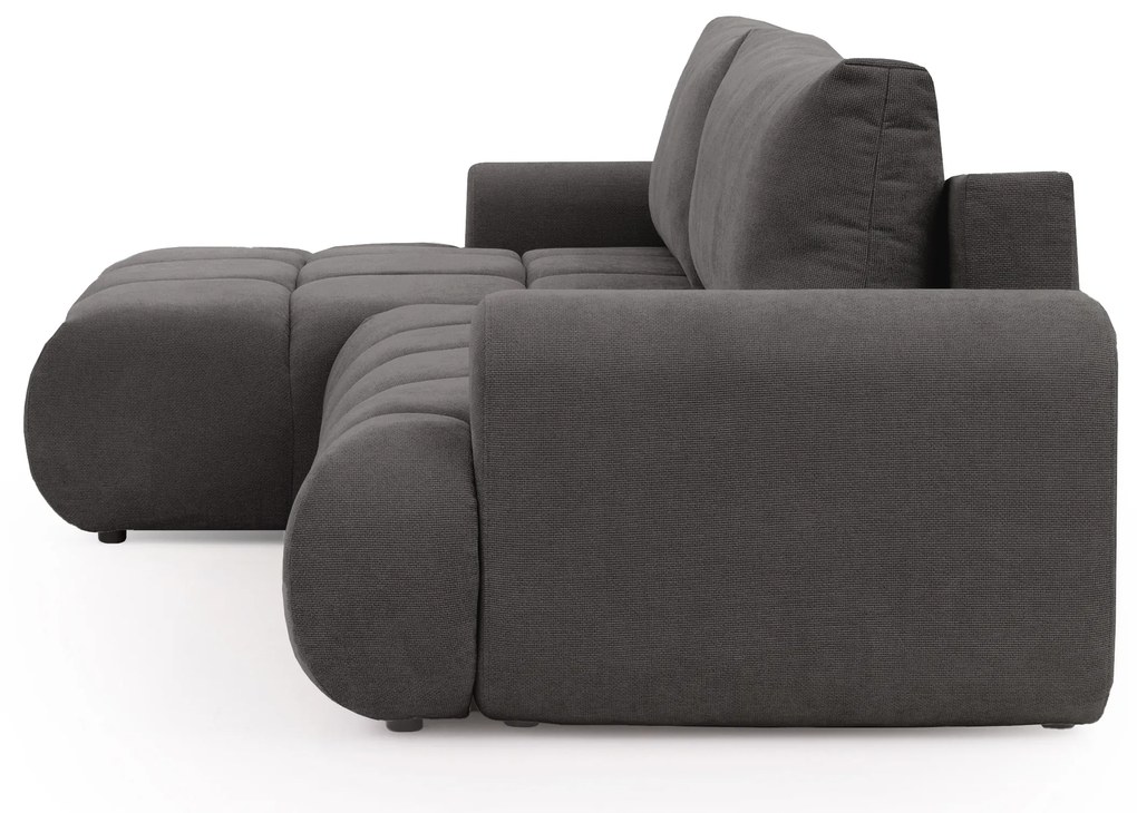 Rozkladacia rohová sedačka Lutario Mini ľavá - tmavosivá hydrofóbna pletenina Venice 2021