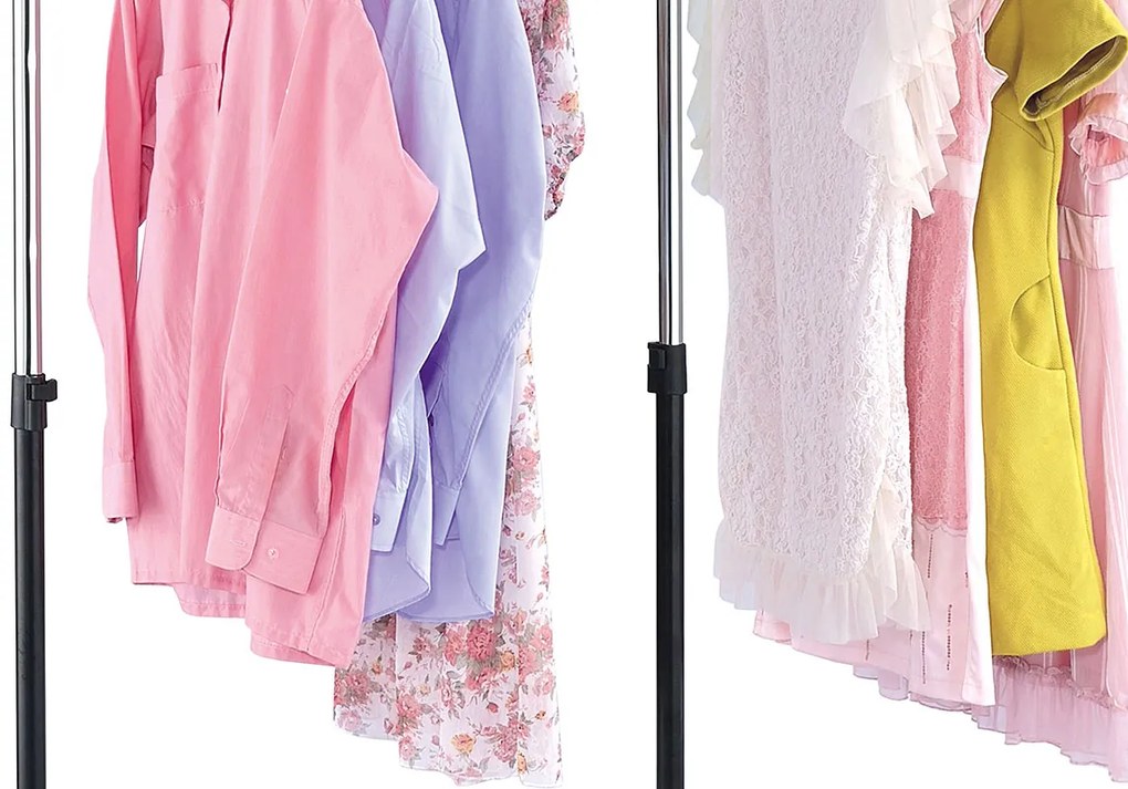 Autronic - Teleskopický stojan na šaty s odkladačom, čierna farba, kov / plast, chróm - ABD-1214 BK