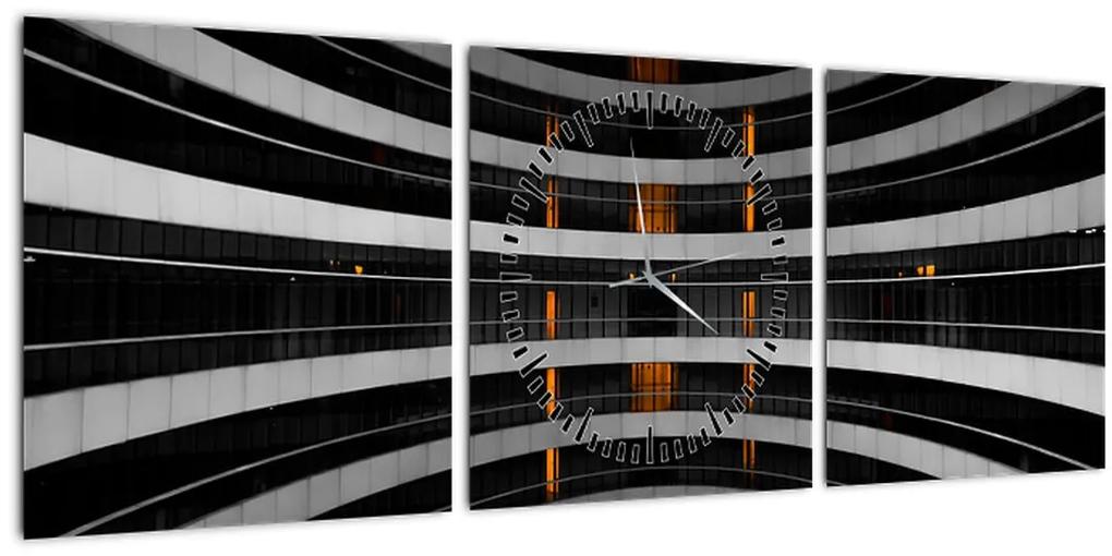 Abstraktný obraz - budova (s hodinami) (90x30 cm)
