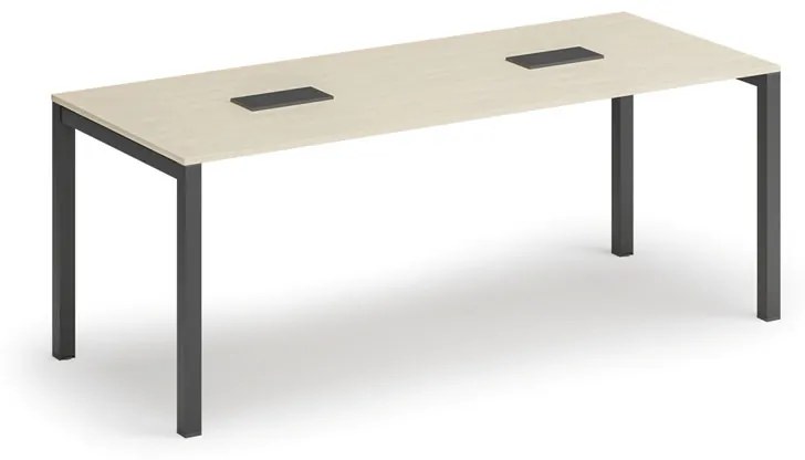 Stôl SQUARE 2000 x 800 x 750, orech + 2x stolná zásuvka TYP I, čierna