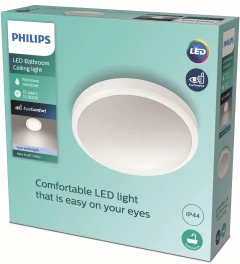 Philips Doris LED CL257 Stropné svietidlo do kúpeľne kruhové 17W/1700lm 313mm 4000K IP44 biela