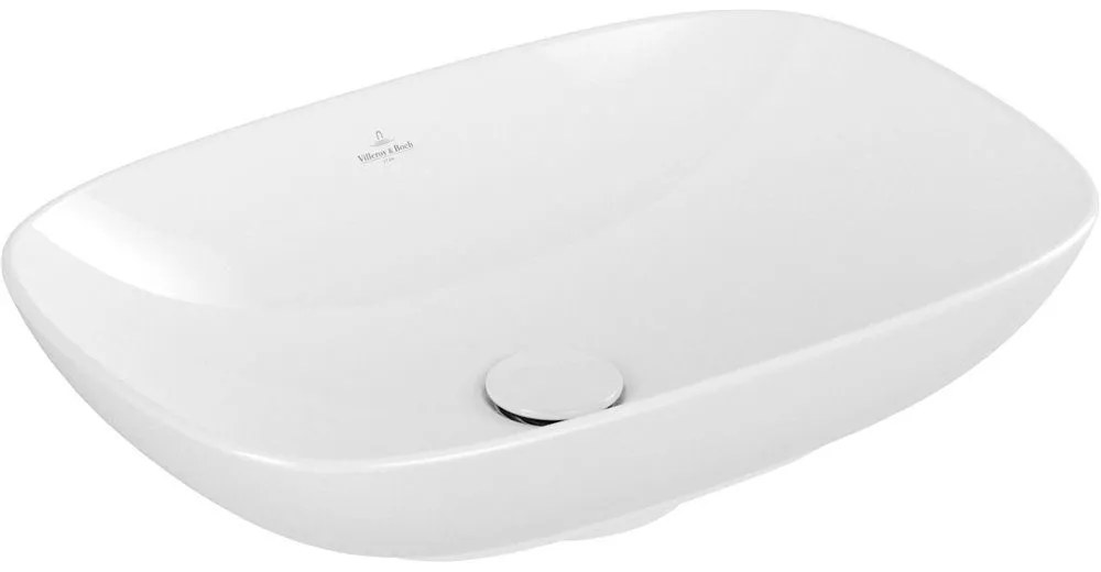 VILLEROY & BOCH Loop & Friends obdĺžnikové umývadlo na dosku bez otvoru, s prepadom, 560 x 380 mm, biela alpská, s povrchom CeramicPlus, 4A4900R1