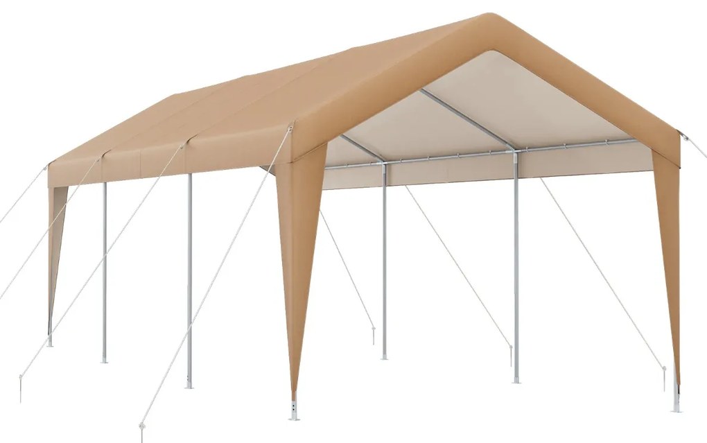 Prístrešok pre auto garáž Prenosný garážový stan s kovovým rámom 600 x 301 x 285 cm Žltá