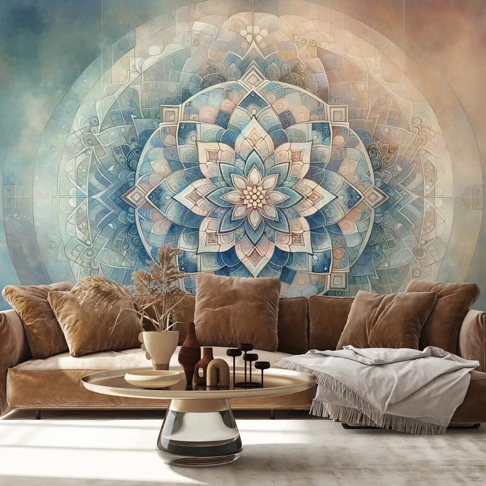 Samolepiaca tapeta mandala v pastelových tónoch