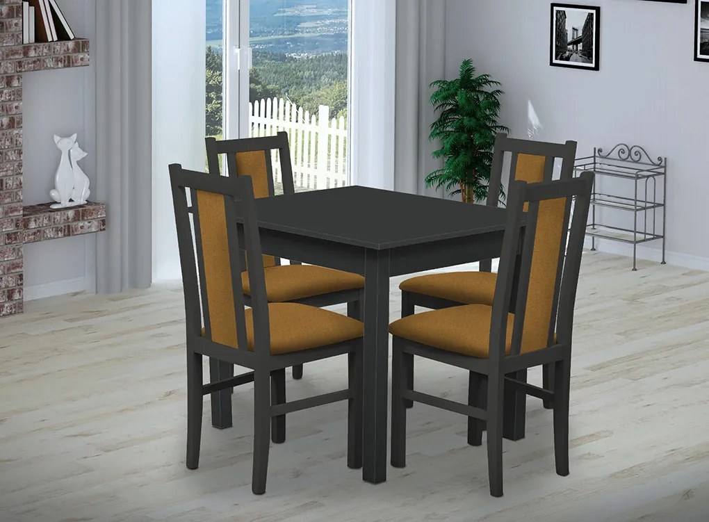 Nabytekmorava Jedálenský set Brooklyn pre 4 osoby, stôl 90x90 cm farba lamina: biela 113, čalúnenie vo farbe: SCALA šedá 92