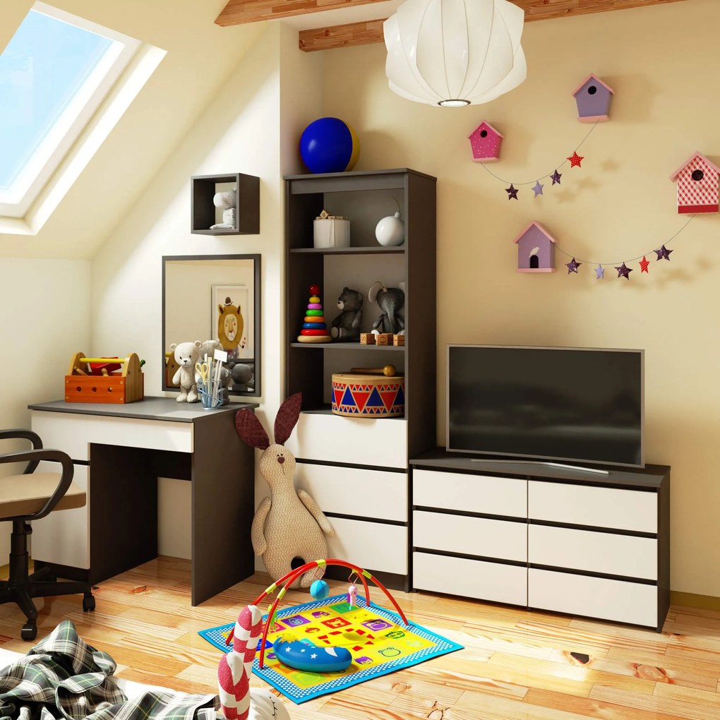 Komoda CL6 100 cm grafitovo šedá/biela