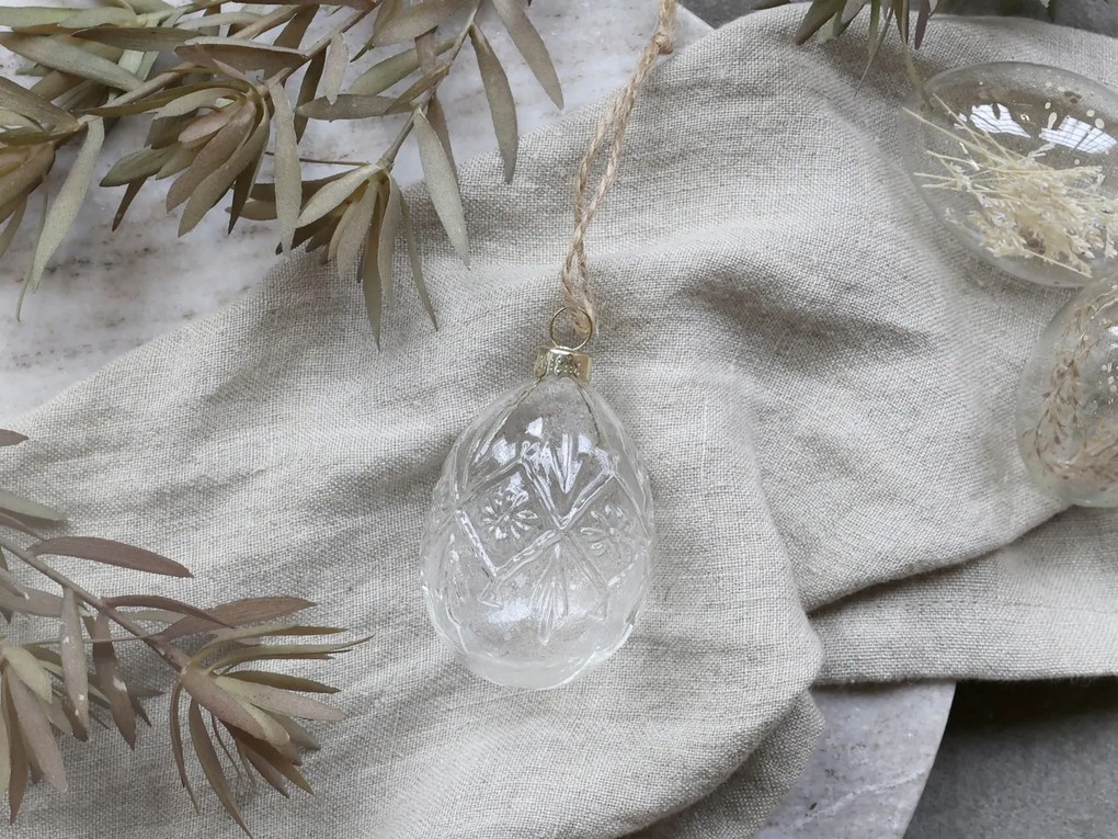 Závesné sklenené dekoračné vajíčko so vzorom - Ø 5*7 cm