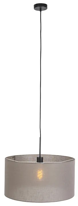 Vidiecka závesná lampa čierna s tupým odtieňom 50 cm - Combi 1