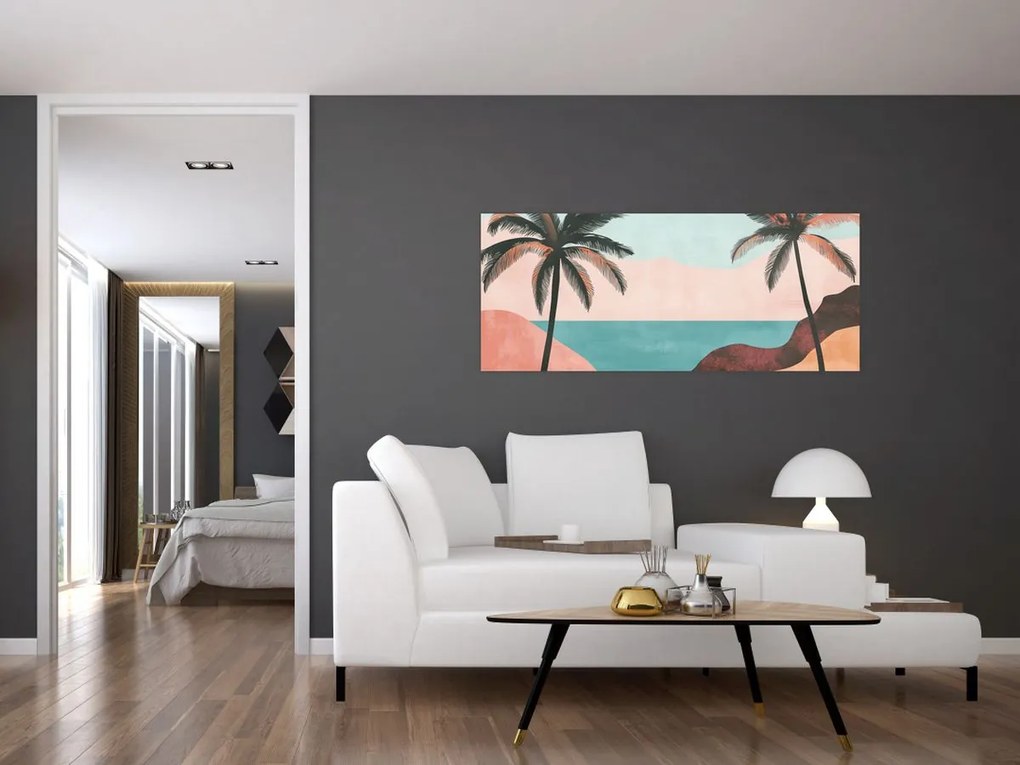 Obraz - Palmy pri mori (120x50 cm)