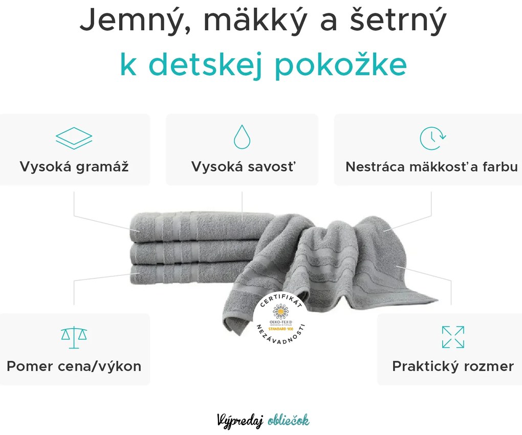 Detský uterák LINEA 30x50 cm tmavosivý, 100% bavlna