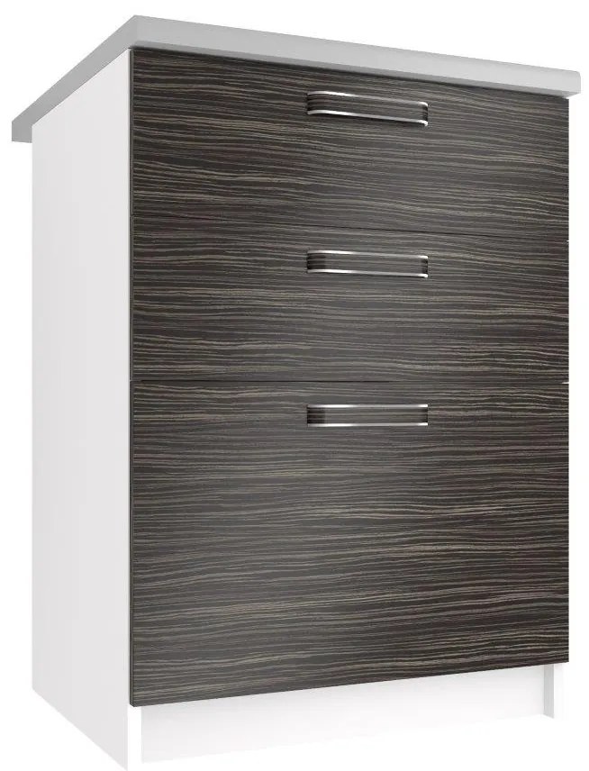 Kuchynská skrinka Belini spodná so zásuvkami 60 cm eben kráľovský s pracovnou doskou TOR SDSZ60/0/WT/HK/0/FF