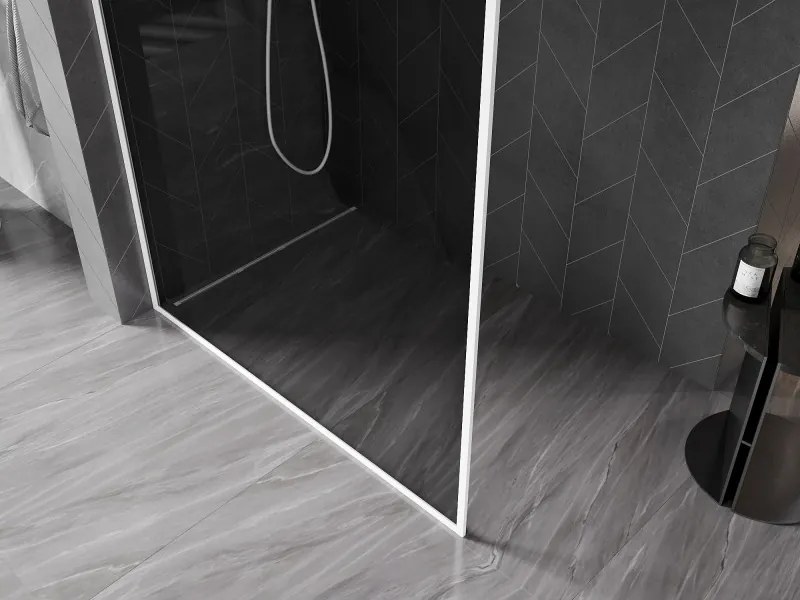 Mexen, Mexen Kioto-XF sprchová stena s rámom 160 x 202 cm, grafit 10 mm, biela - 800-160-104-20-40-X