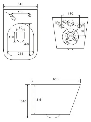 Závesný set GEBERIT Duofix Basic+ WC TEO Rimless 51 x 35 cm + pomaly padajúca doska Slim, biela, 3385XX00+39070100