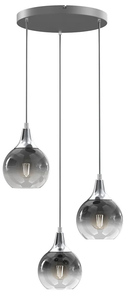 Závesné svietidlo Monte, 3x grafitové sklenené tienidlo, s, o