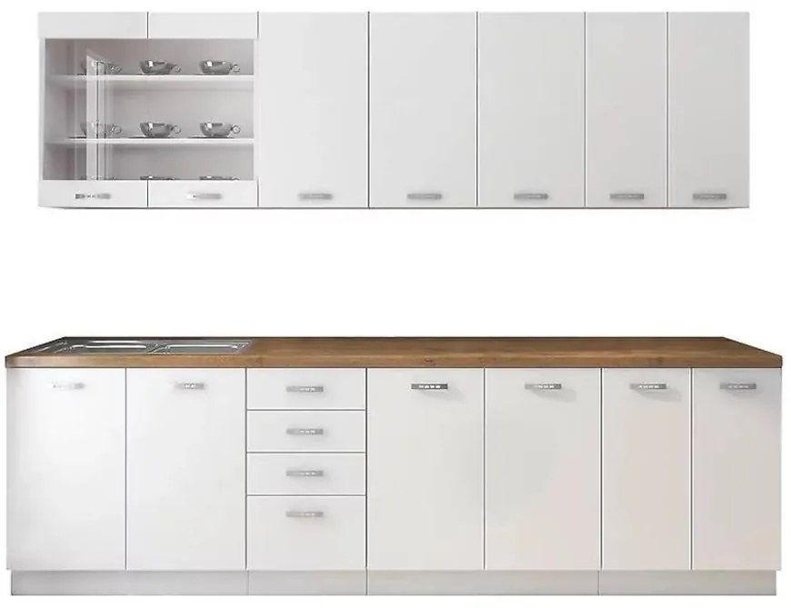 Kuchynská linka Eko white mat 260 bez dosky