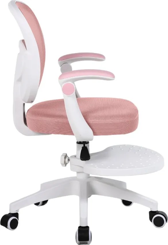 Detská otočná stolička Neoseat JUNI 008 s podnožou — látka, ružová