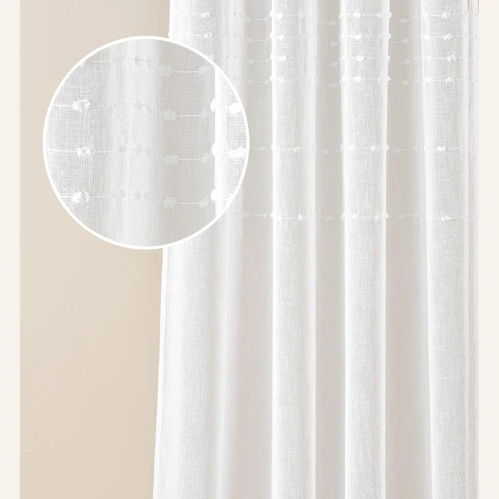Kvalitná biela záclona Marisa so striebornými priechodkami 250 x 250 cm
