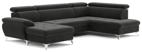 Rozkladacia rohová sedačka do U CATANIA pravá s úložným priestorom grafit