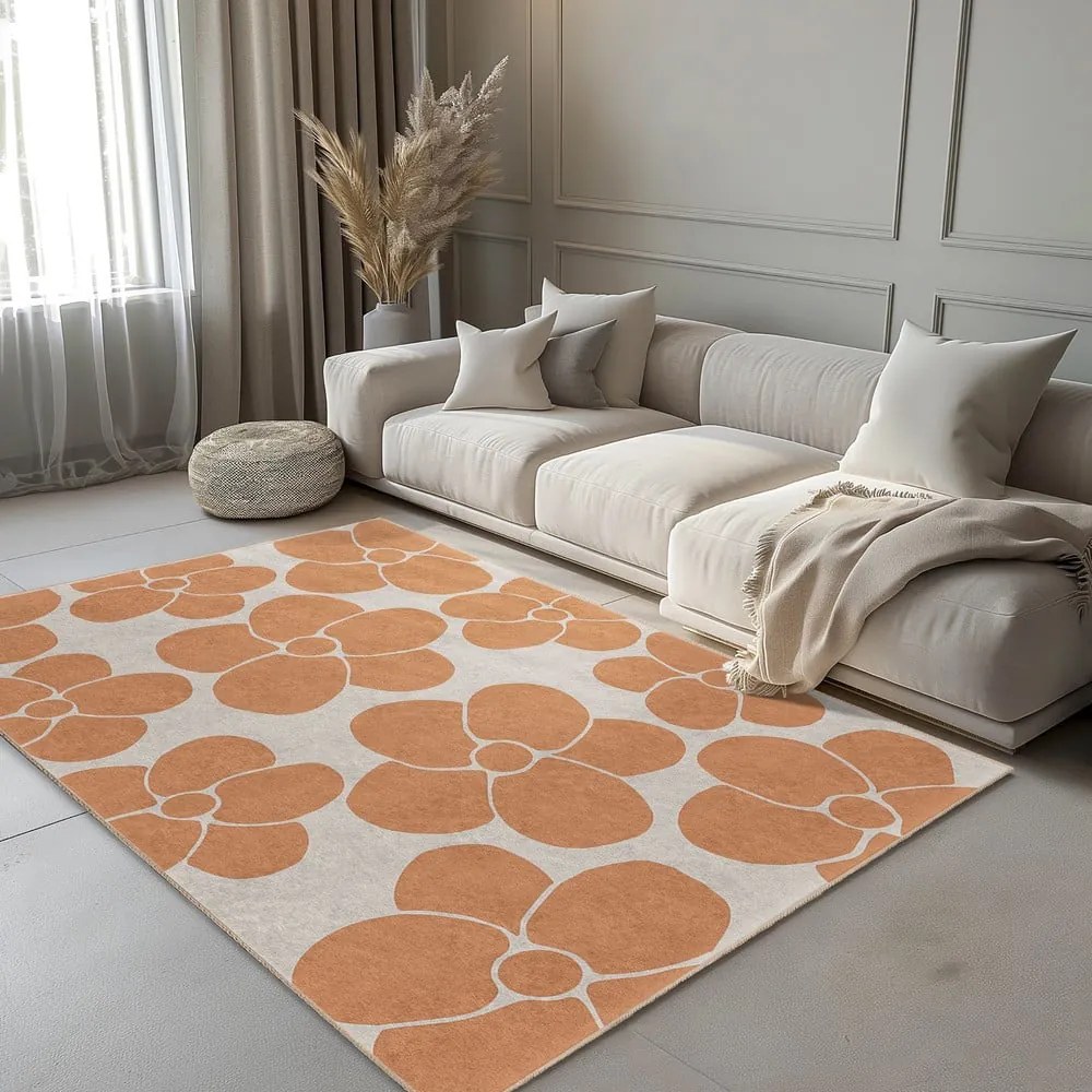 Oranžový prateľný koberec 60x100 cm Orange Meadow – Mila Home