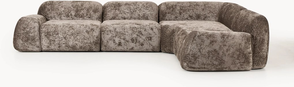 Modulárna rohová pohovka z plyšu Wolke (4-miestna)