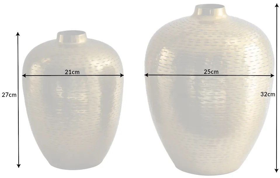 Váza Oriental 2ks 27cm a 31 cm zlatá tepaná úprava