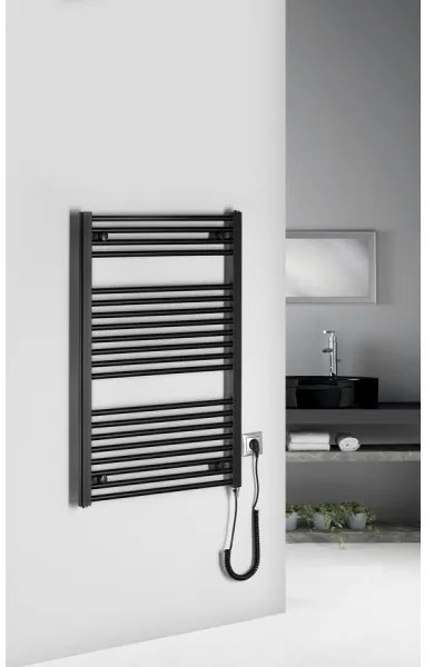 Aqualine - Kúpeľňový elektrický radiátor DIRECT-E 400W/230V 96 cm matná čierna