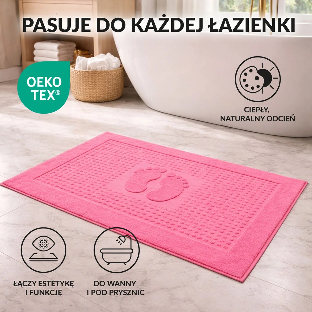 PODLOŽKA DO KÚPEĽNE HOTEL FEET 50X70 CM RUŽOVÁ