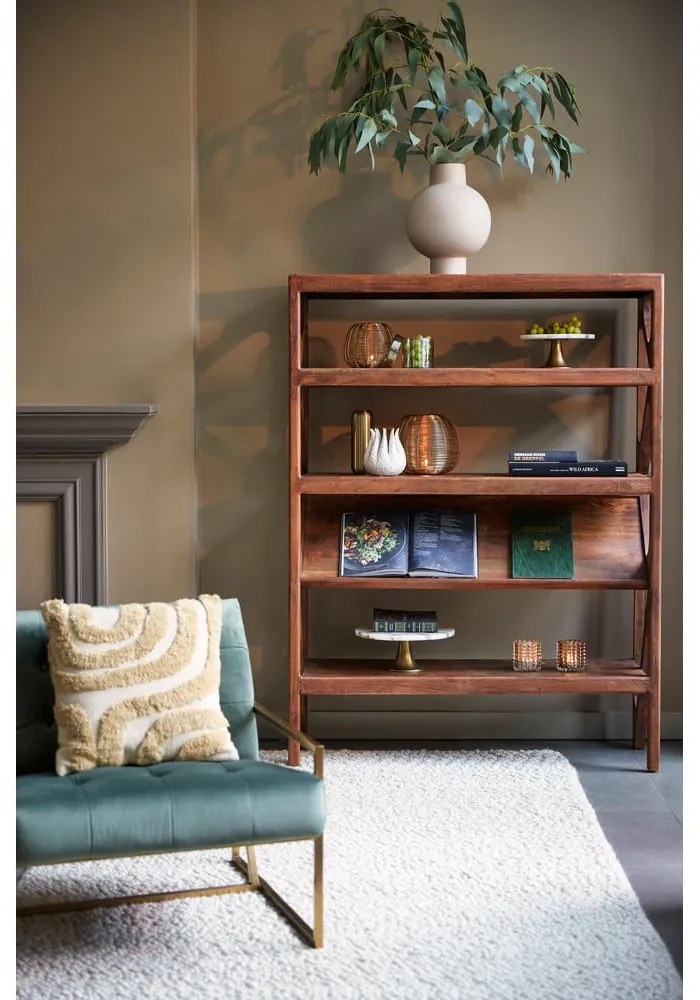 Hnedá knižnica z masívu akácie 120x160 cm Yuki - Light & Living