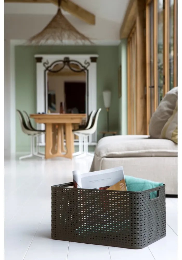 Sivý plastový úložný box s vekom 33x44,5x25 cm Style – Curver