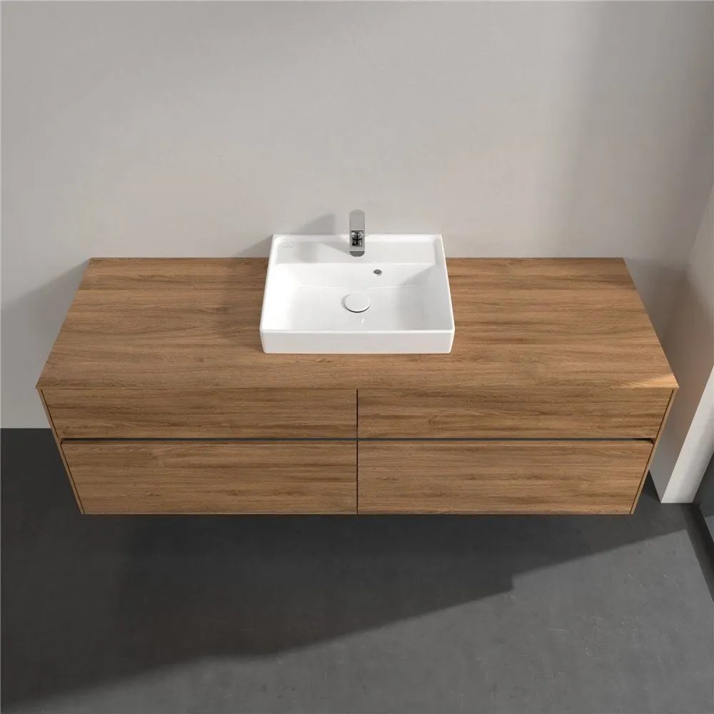 VILLEROY &amp; BOCH Collaro závesná skrinka pod umývadlo na dosku (umývadlo v strede), 4 zásuvky, s LED osvetlením, 1600 x 500 x 548 mm, Oak Kansas, C077B0RH