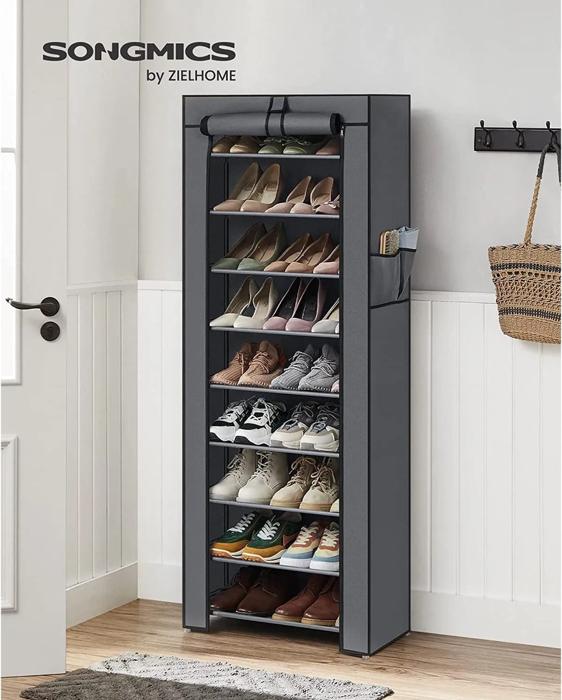 10-stupňový stojan na topánky pre max. 27 párov topánok, botník, sivý