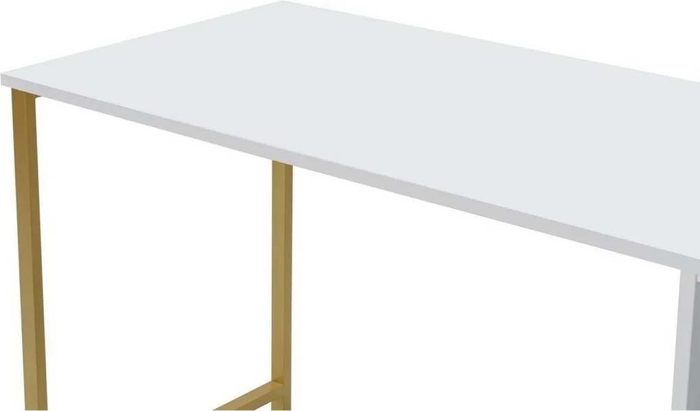 Dvojitý biely a zlatý pracovný stôl