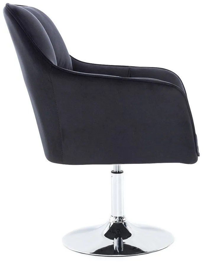 LuxuryForm DESIGN Kreslo AMALFI VELUR na striebornom tanieri - čierne