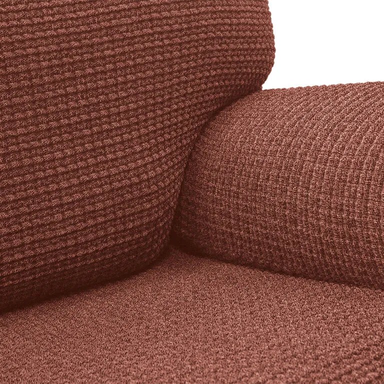 Super strečové poťahy RUBINIA tehlová rohová sedačka (š. 340 - 540 cm)