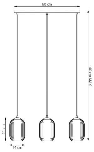 Luster na lanku VERDI 3xE27/15W/230V čierna/šedá
