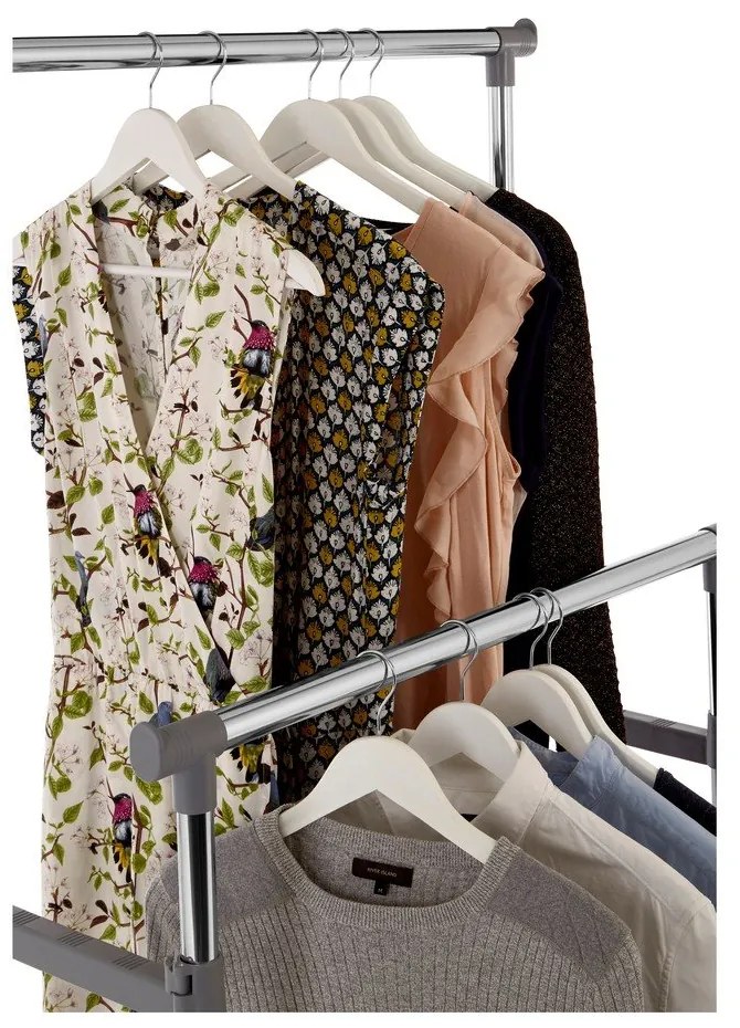 Kovový teleskopický/pojazdný stojan na oblečenie v striebornej farbe – Premier Housewares