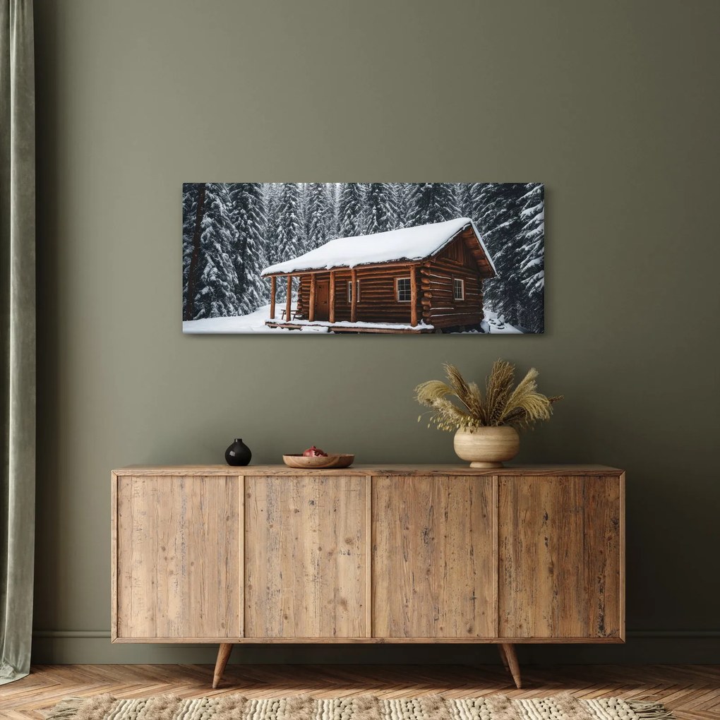 Obraz - Zasnežená chata (120x50 cm)