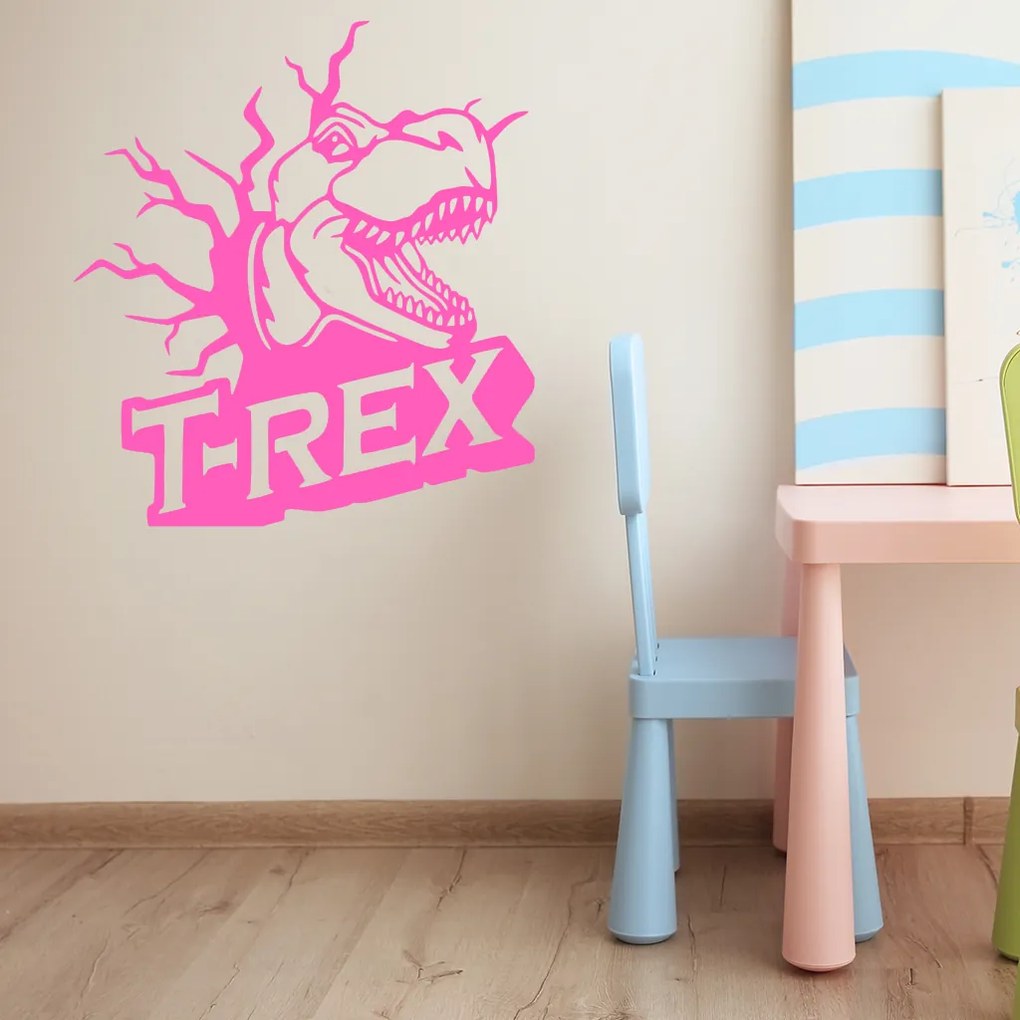 Veselá Stena Samolepka Dinosaurus T-REX Farba: fialová, Veľkosť: 100 x 109 cm