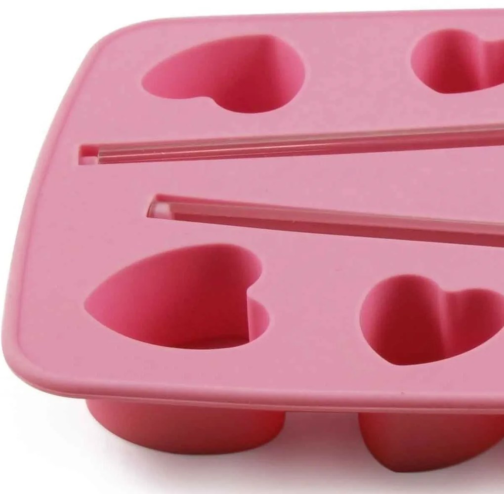 TORO Forma silikónová na ľad so slamkou, srdce, ružová