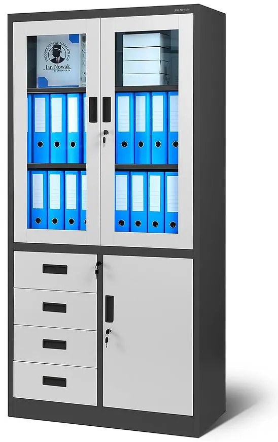 Skriňa Wiola kovová antracit/biela