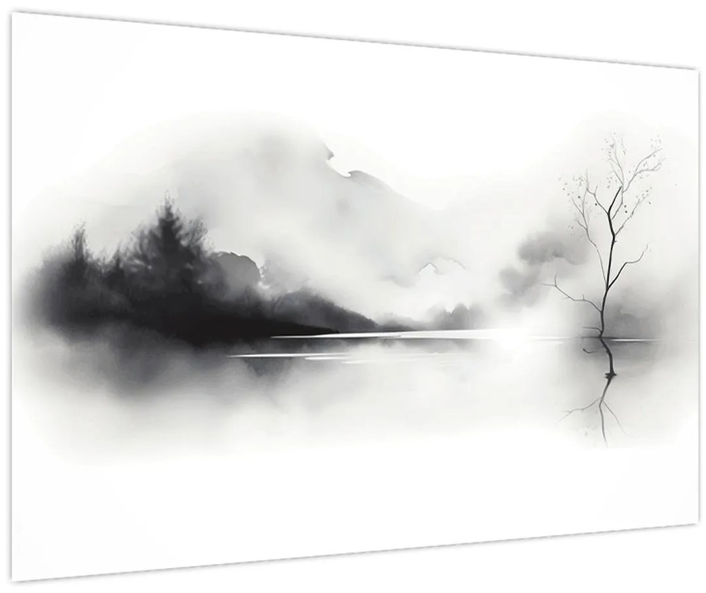 Obraz - Atramentová maľba krajiny (90x60 cm)