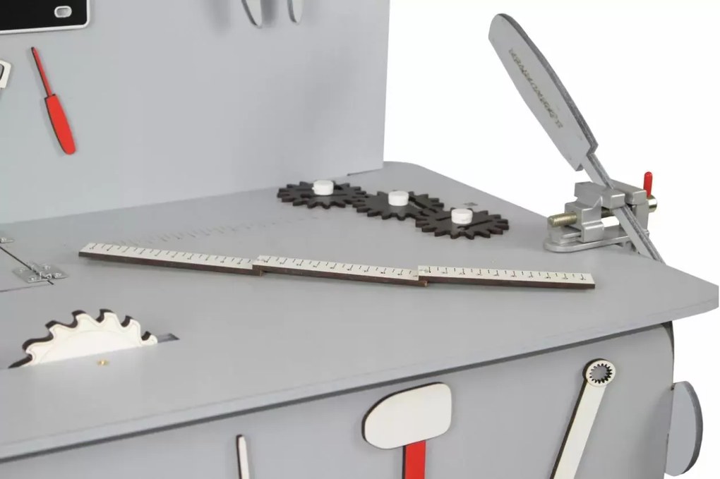 Drevený ponk s príslušenstvom - šedý