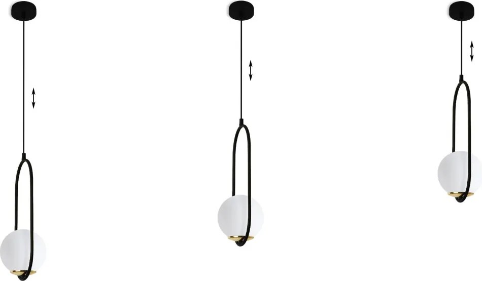 Závesné svietidlo Florence, 1x biele sklenené tienidlo, b/g, U