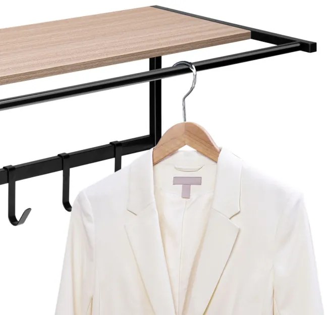 Nástenný vešiak s poličkou AZUL čierny