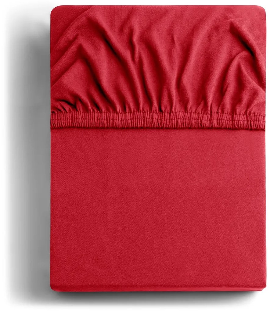Bavlnené jersey prestieradlo s gumou DecoKing Amber červené