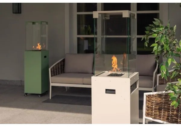 Planika Faro GAS - Vonkajší plynový krb 142x36 cm 8kW biela + ochranný kryt