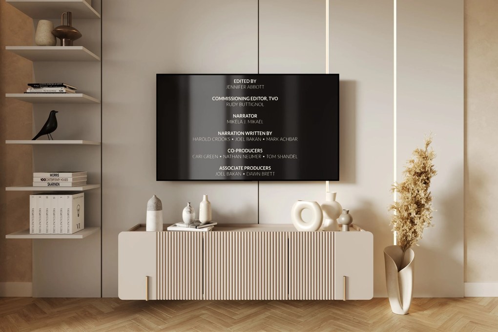 Závesný TV stolík Malmi 150 cm - kašmírová / zlatá