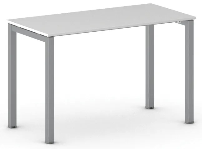 Kancelársky stôl PRIMO SQUARE, 120x60 cm, sivostrieborná podnož, biela