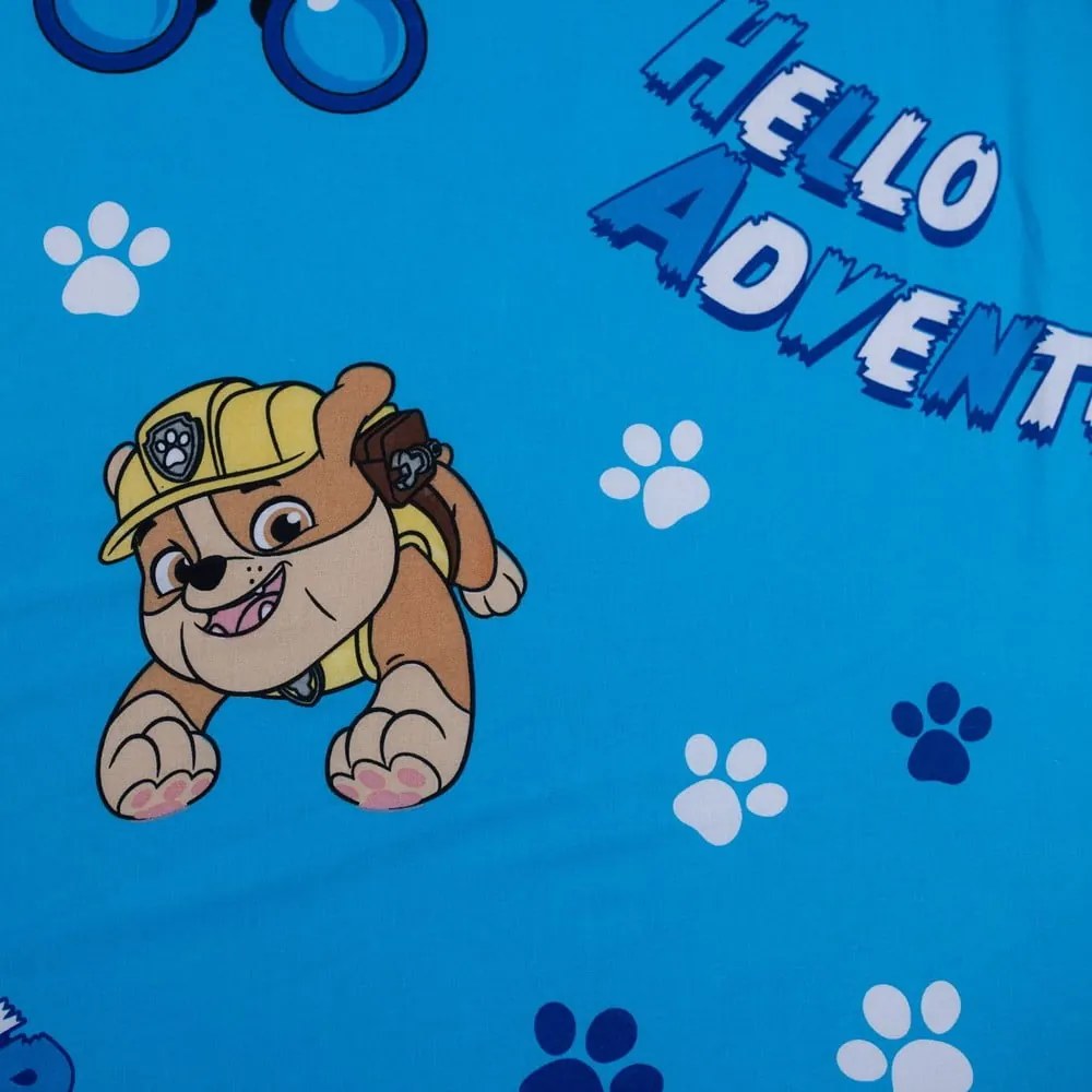Modrá napínacia bavlnená detská plachta na jednolôžko 90x200 cm Paw Patrol – Jerry Fabrics